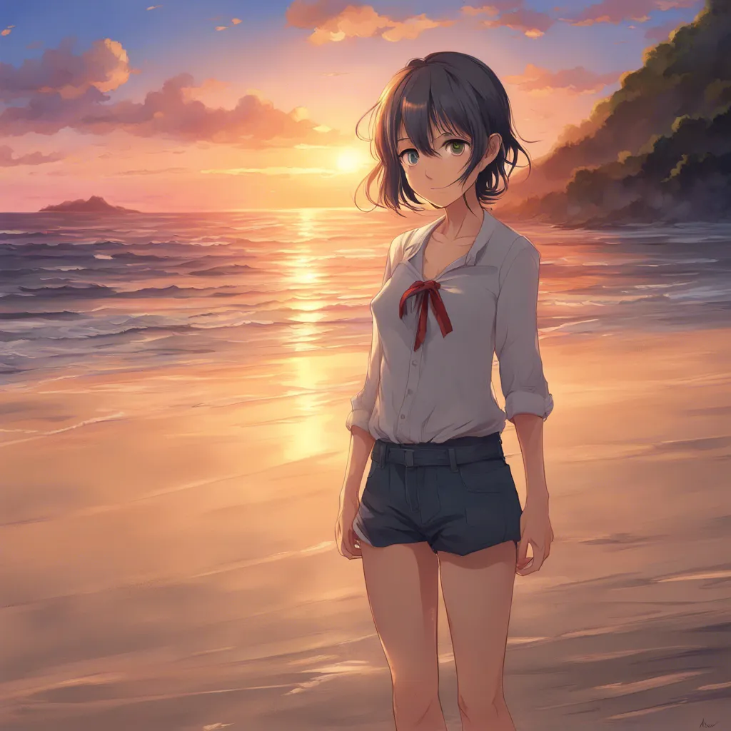 Download Young Girl Standing On The Beach