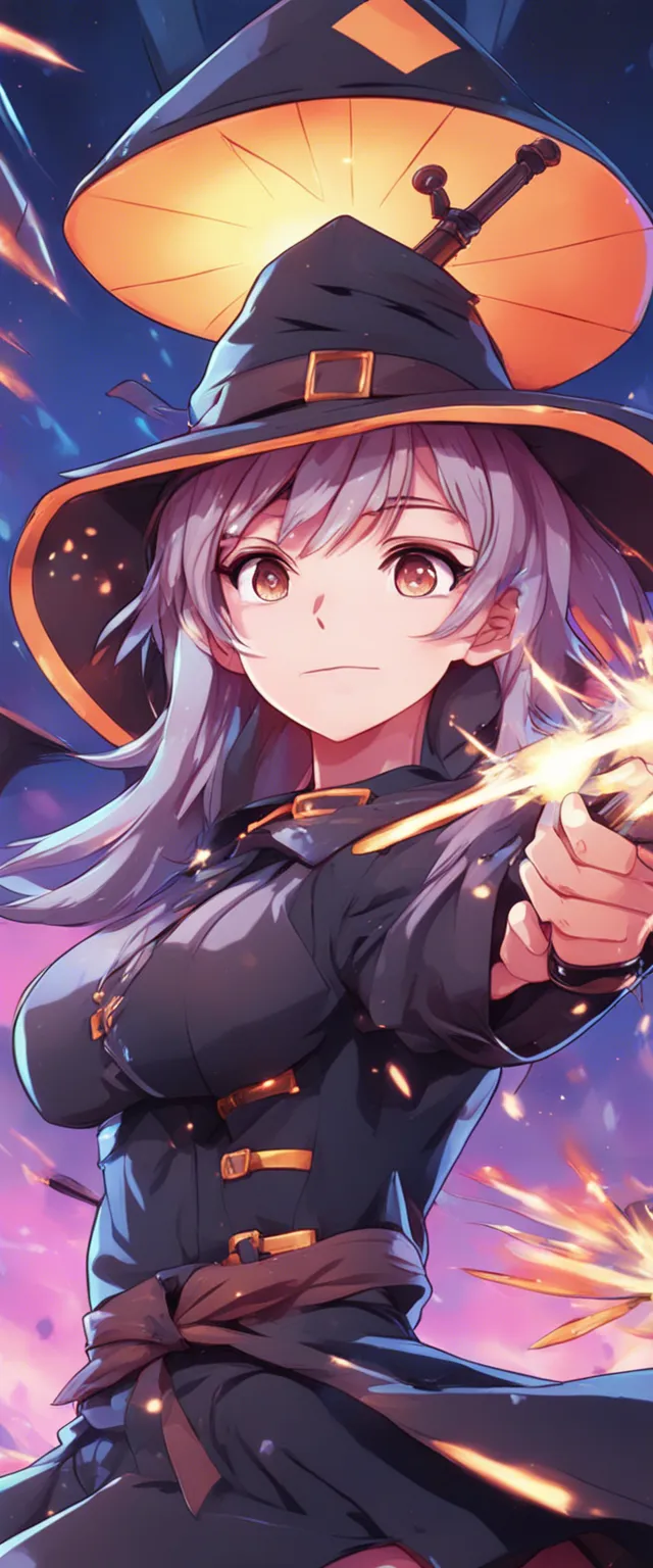 Download Young Witch Holding A Missile In