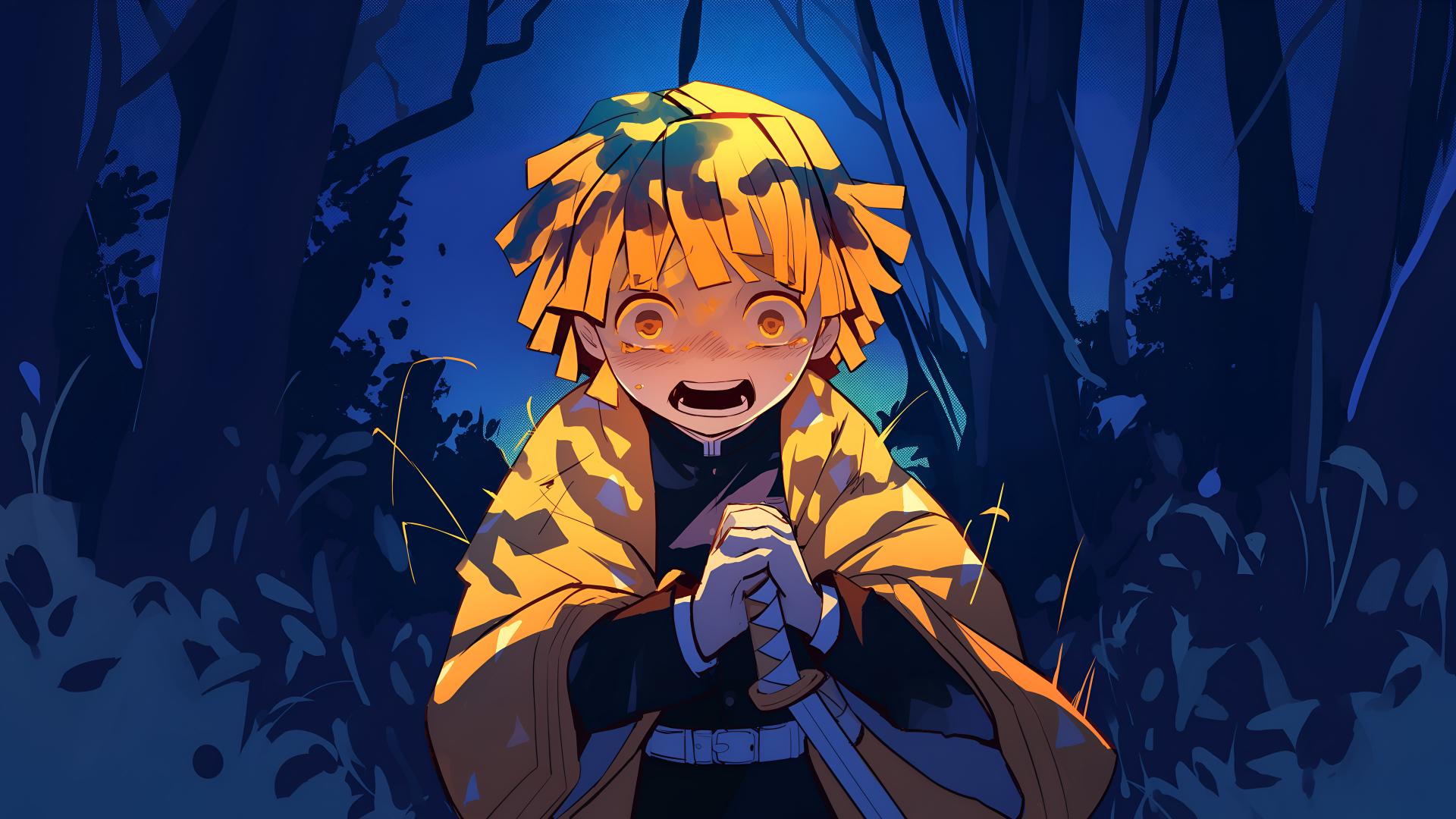 Download Demon Slayer Zenitsu Scared Forest