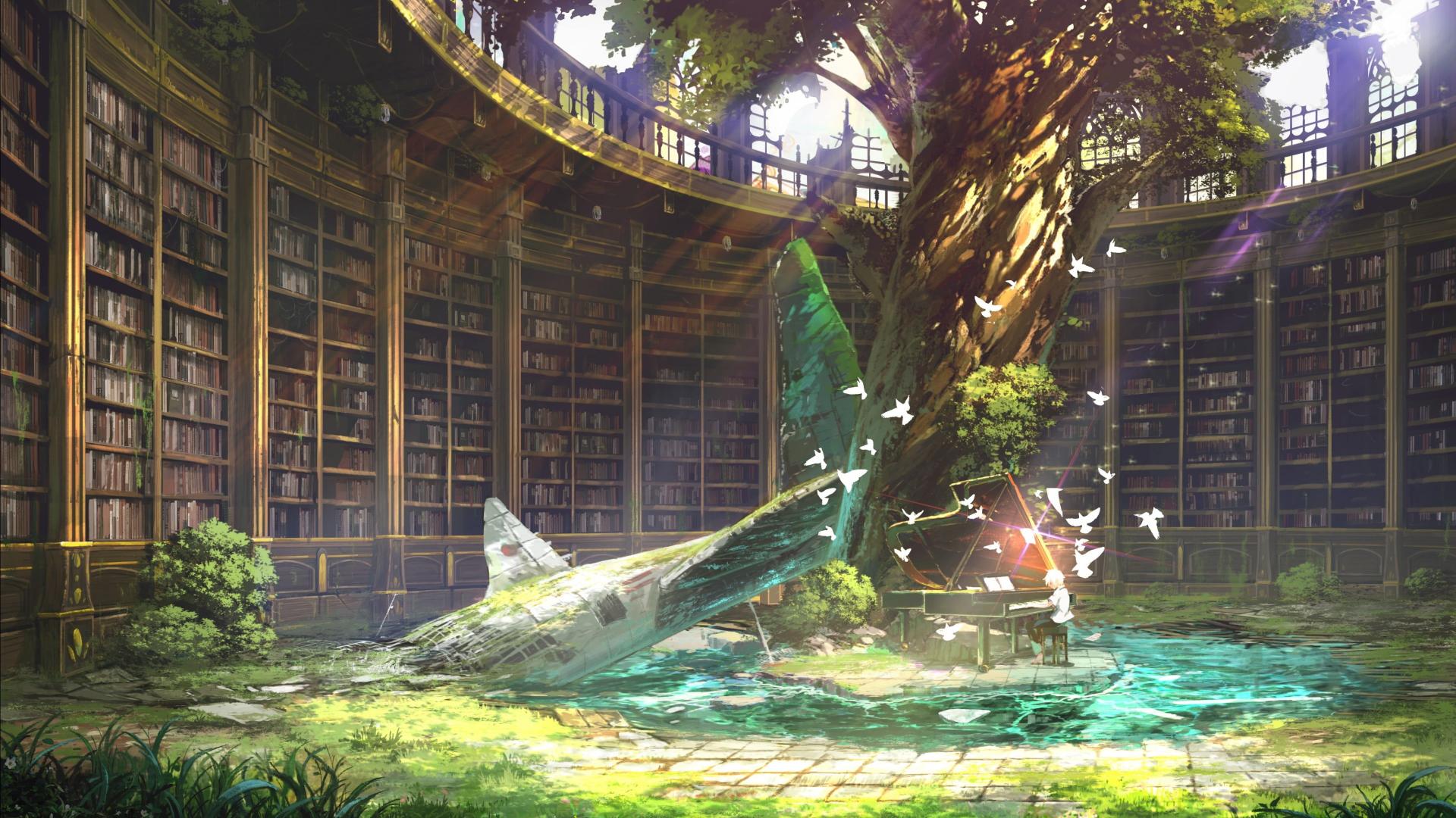 Download anime landscape library nature