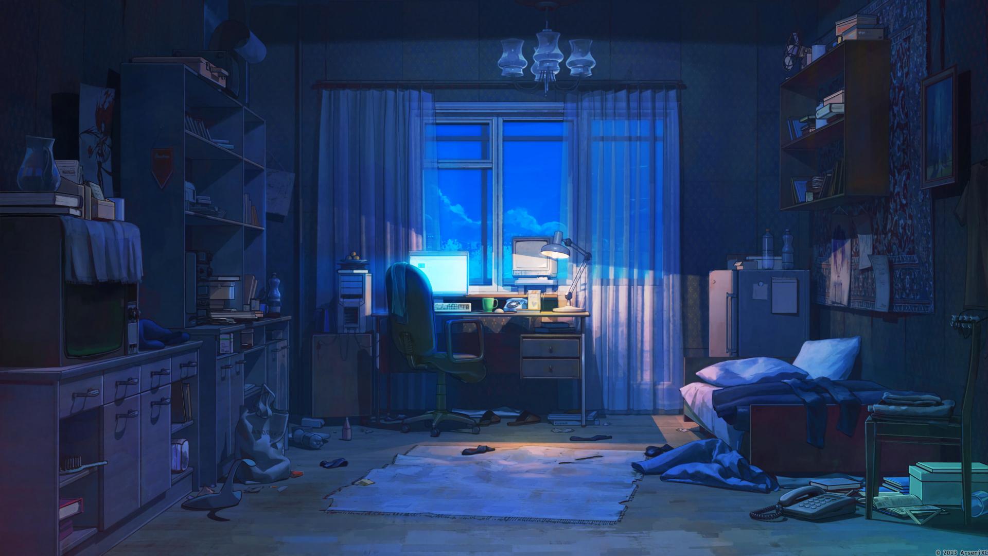 Download anime room interior dark