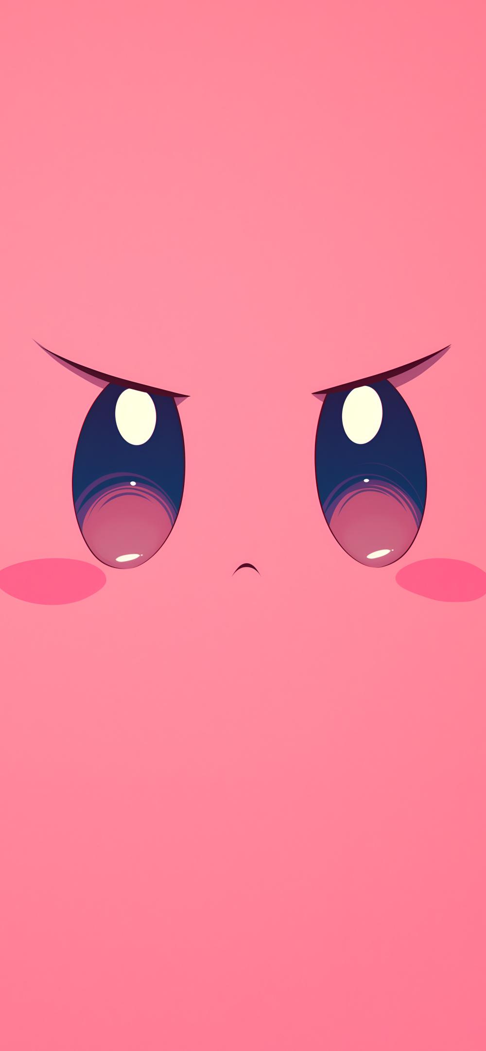 Download Mobile Frowned Kirby Face Pink