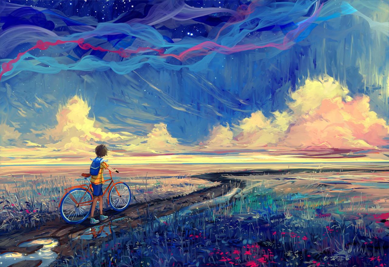 Download anime scene  bicycle