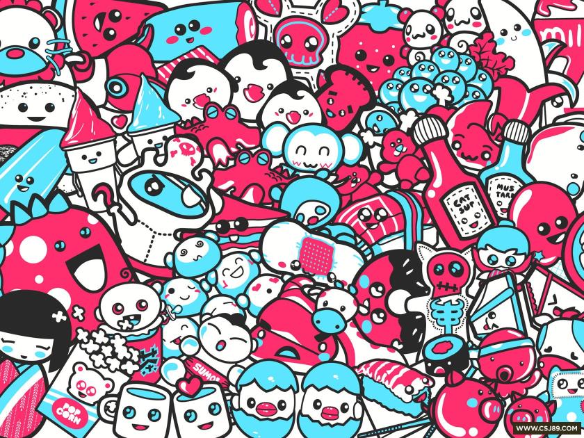 Download blue and pink doodle