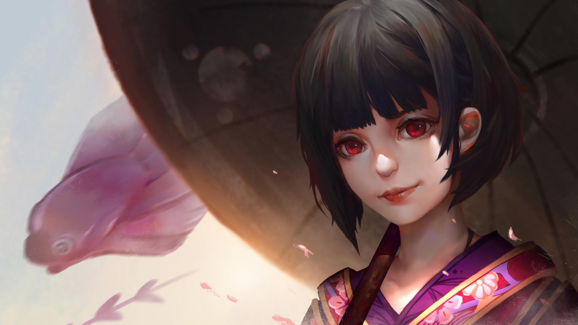 Download Black Haired Girl Character Wallpaper