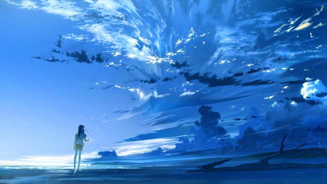 Download anime clouds blue sky