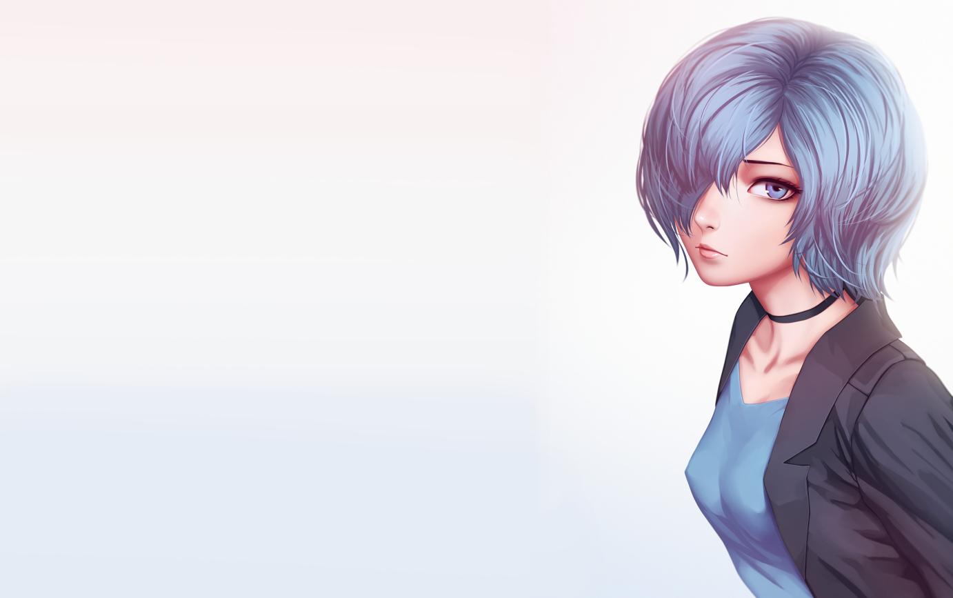 Download Woman in Blue Shirt Character Wallpaper