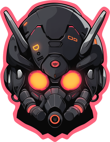 Download Cyborg Mech Helmet Pink Stroke Sticker