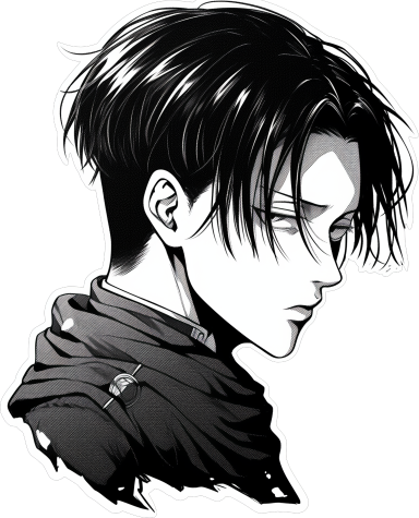 Download Aot Levi Ackerman Bw Manga Sticker