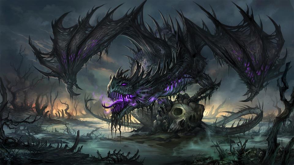 Download black dragon painting black