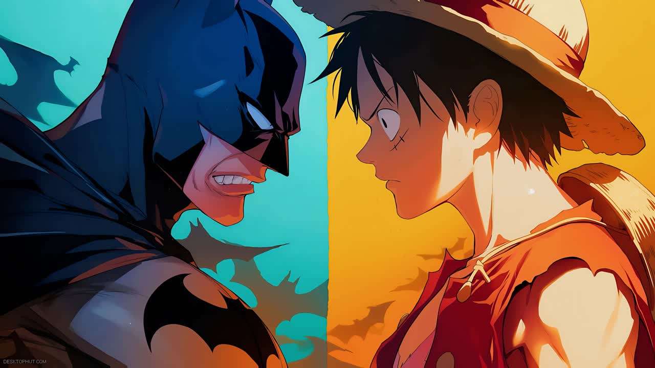 Download Luffy And Batman Faceoff