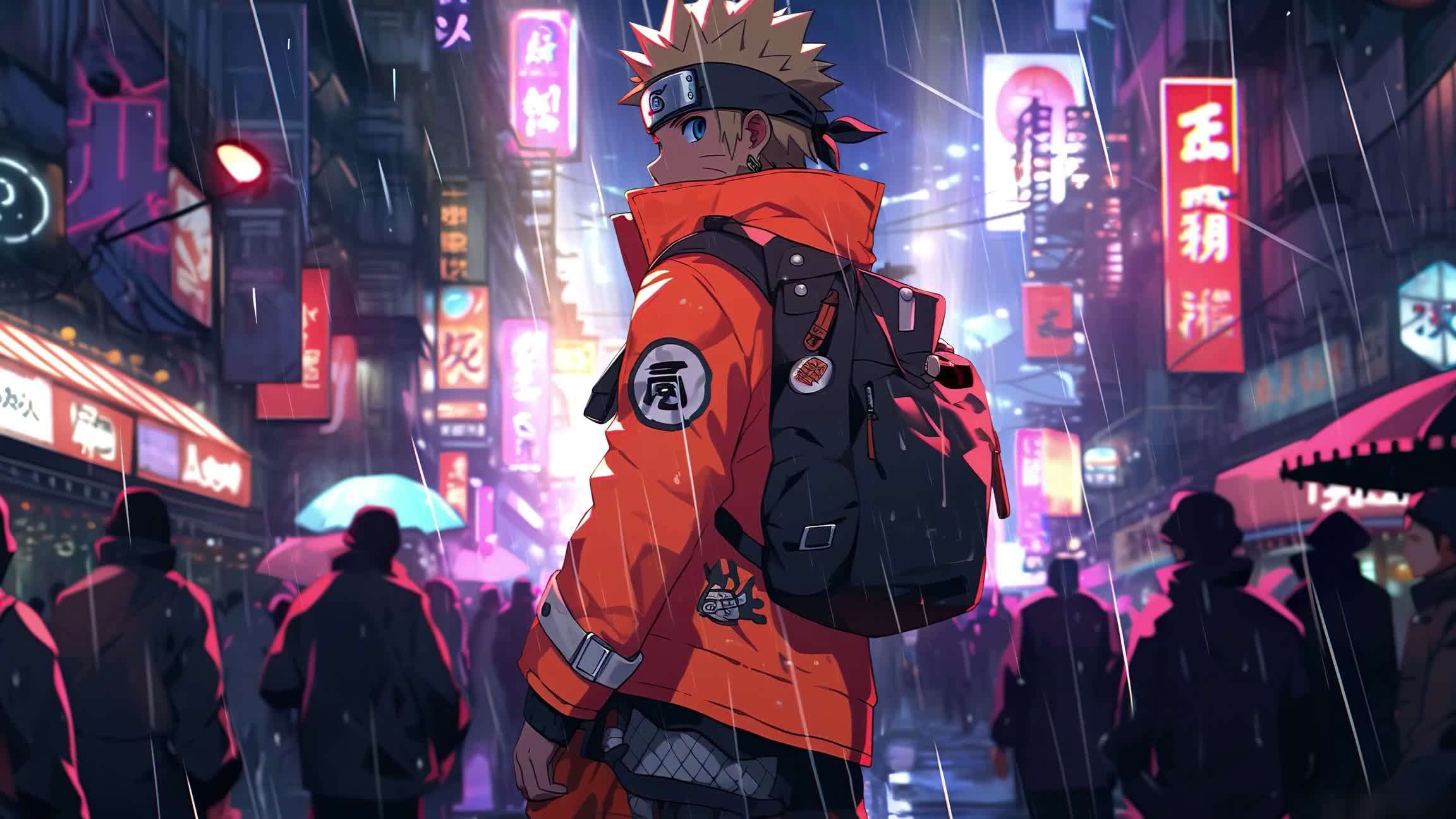 Download Naruto Wears A Rain Backpack