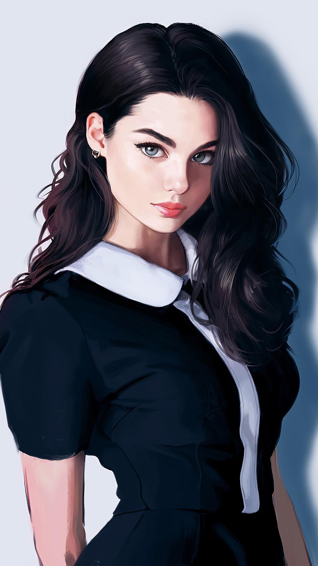 Download Black Hair Girl Art Digital