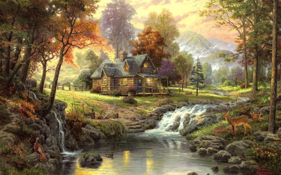 Download brown houses near river