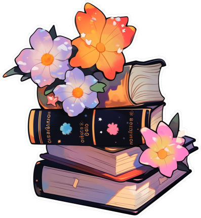 Download Books And Flowers Aesthetic Sticker