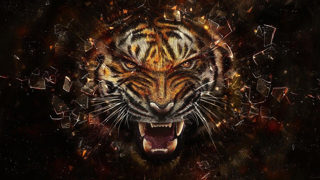 Download tiger portrait  abstract