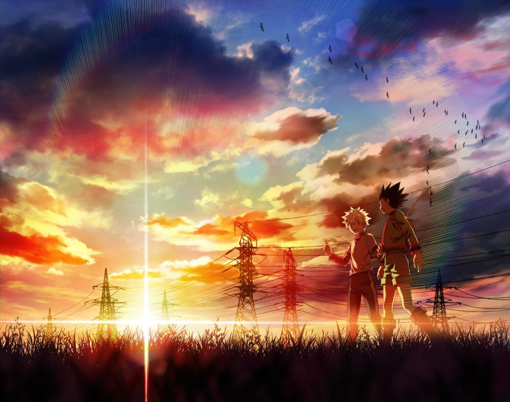 Download sunset anime art friends