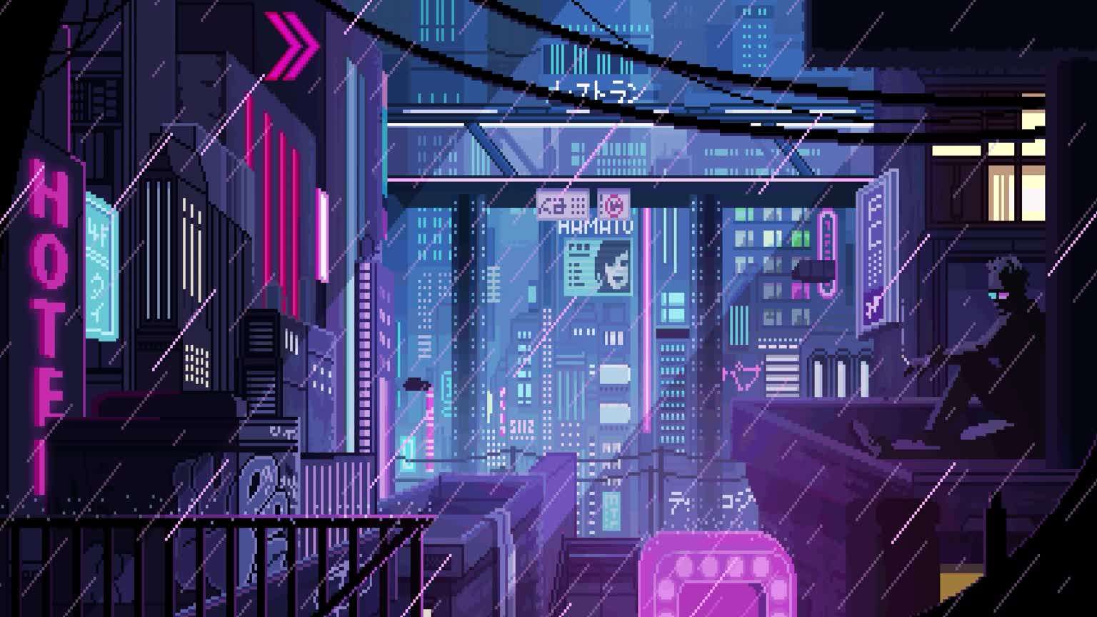 Download Rainy Futuristic Neon City